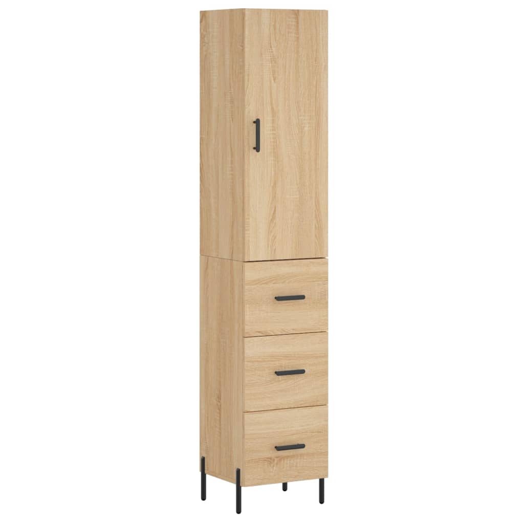 Highboard sonoma eik 34,5x34x180 cm konstruert tre