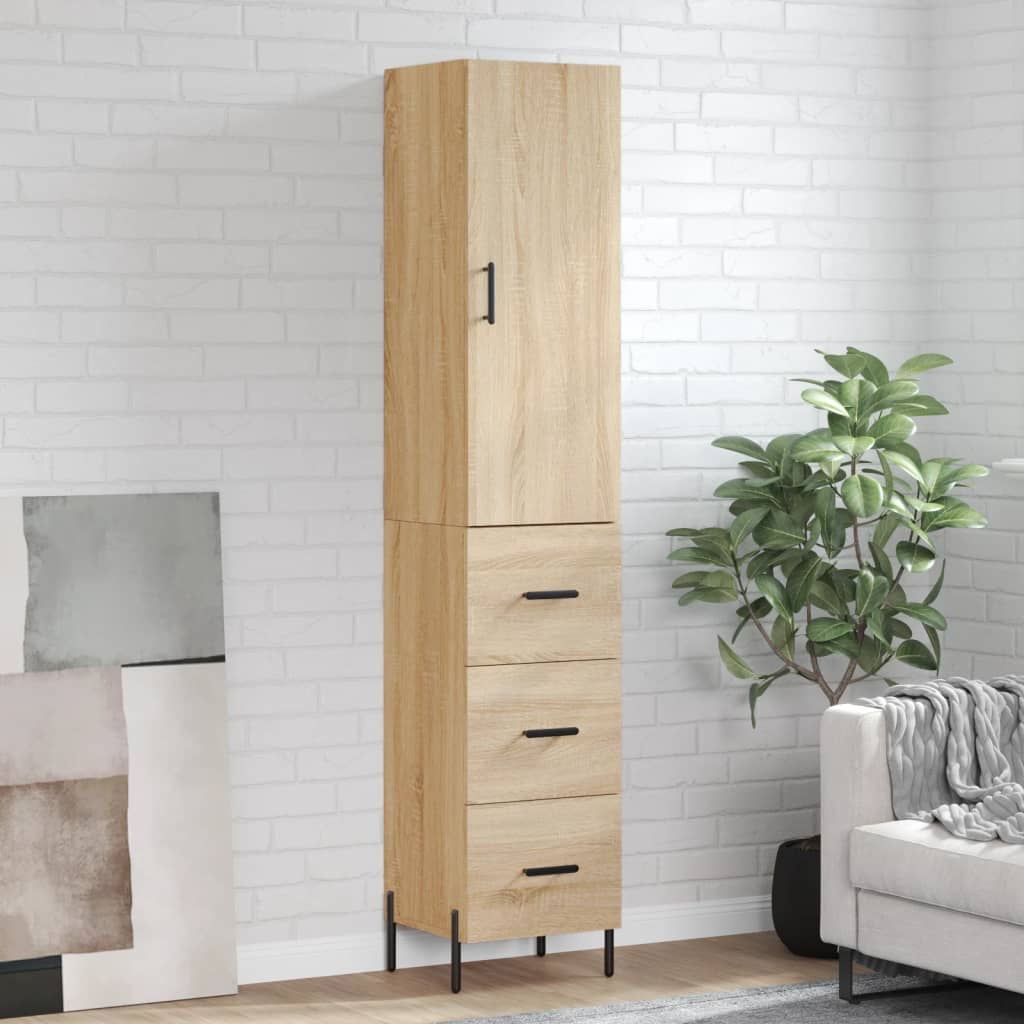Highboard sonoma eik 34,5x34x180 cm konstruert tre