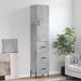 Highboard betonggrå 34,5x34x180 cm konstruert tre