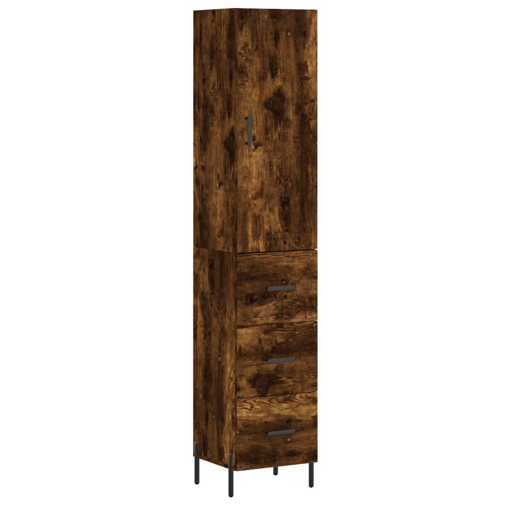 Highboard røkt eik 34,5x34x180 cm konstruert tre