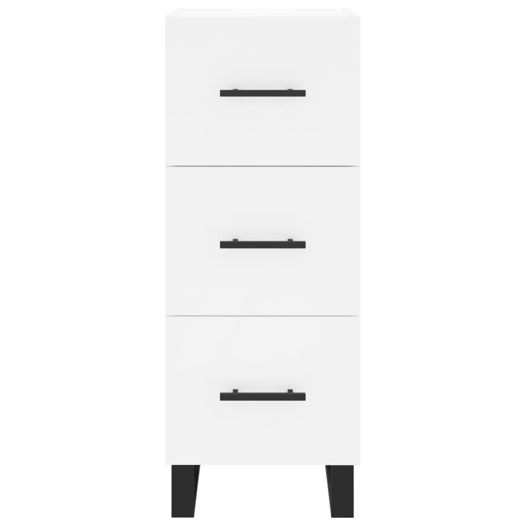 Highboard hvit 34,5x34x180 cm konstruert tre