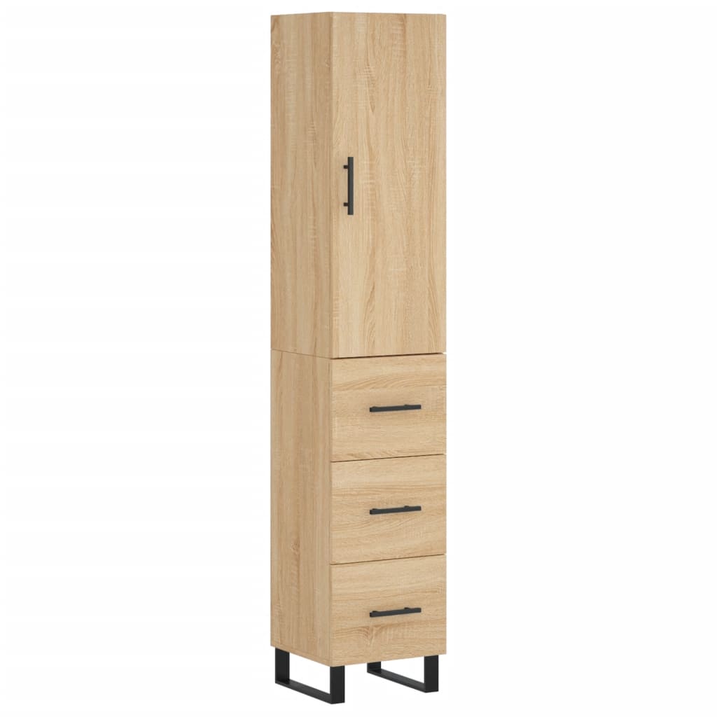 Highboard sonoma eik 34,5x34x180 cm konstruert tre
