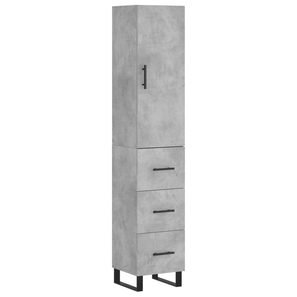 Highboard betonggrå 34,5x34x180 cm konstruert tre vidaXL