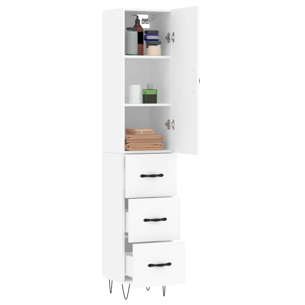 Highboard hvit 34,5x34x180 cm konstruert tre vidaXL