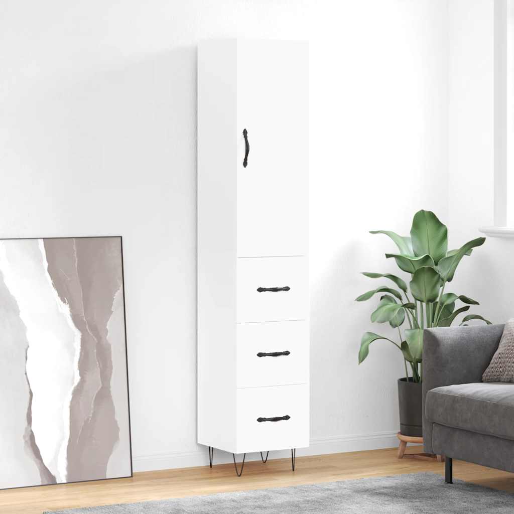 Highboard hvit 34,5x34x180 cm konstruert tre vidaXL