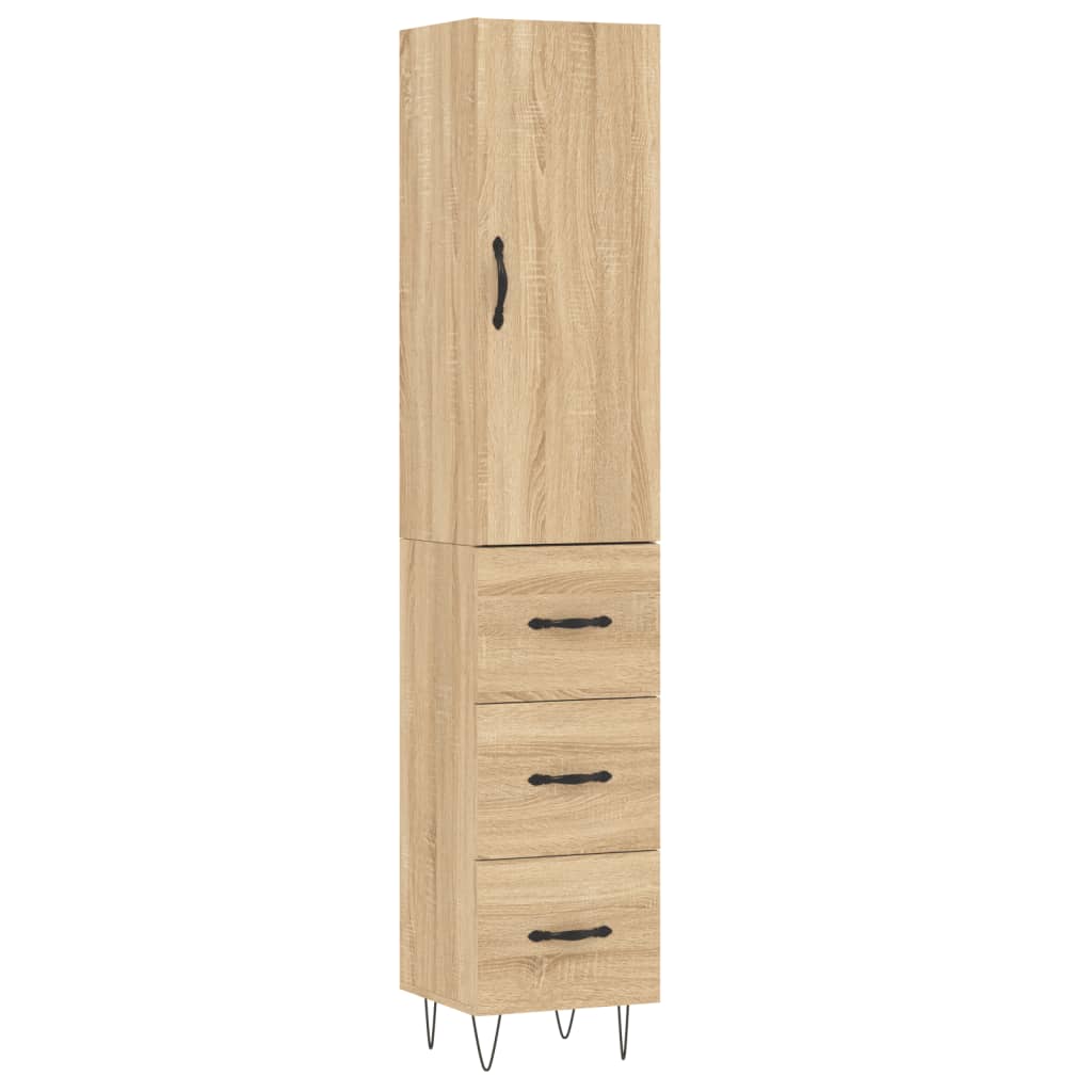 Highboard sonoma eik 34,5x34x180 cm konstruert tre