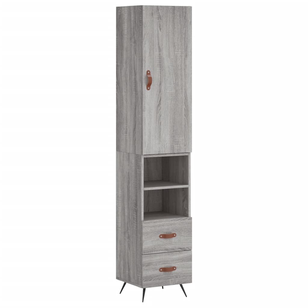 Highboard grå sonoma 34,5x34x180 cm konstruert tre