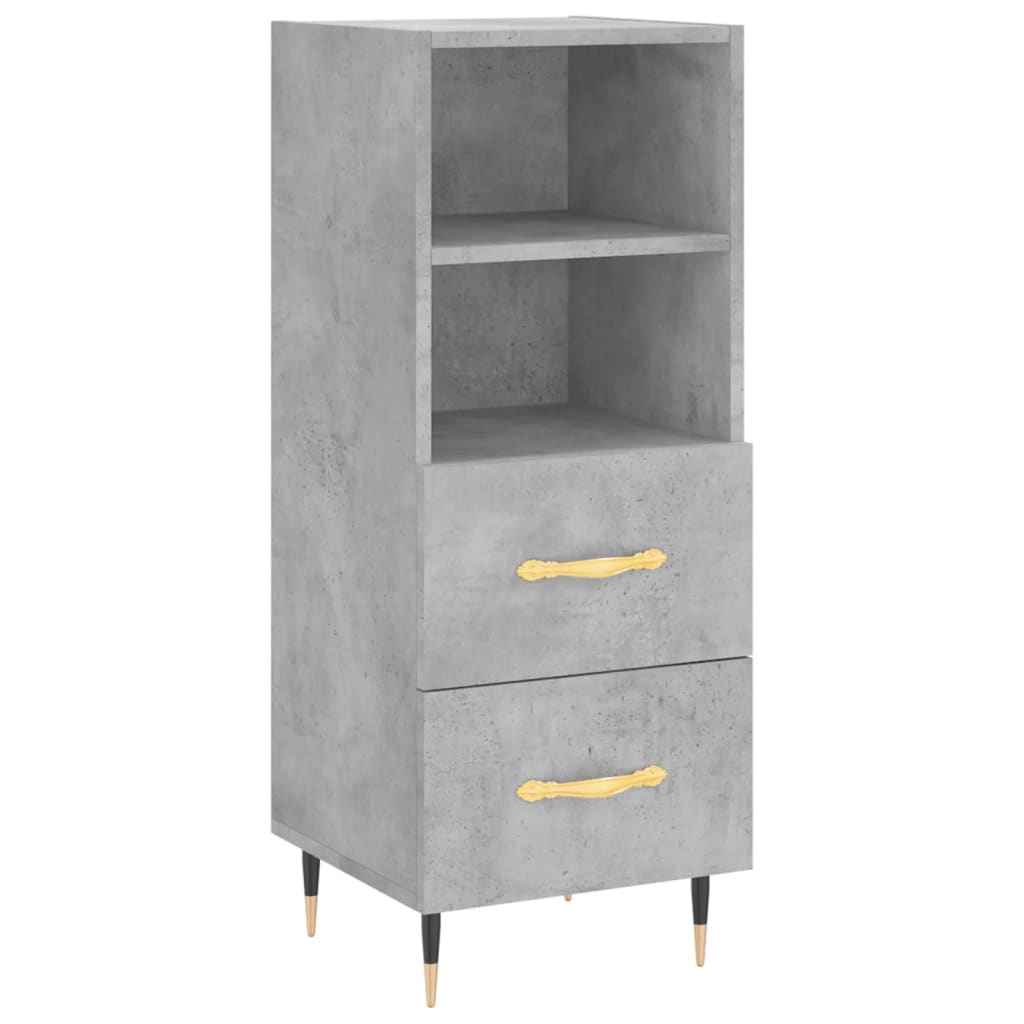 Highboard betonggrå 34,5x34x180 cm konstruert tre