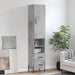 Highboard betonggrå 34,5x34x180 cm konstruert tre
