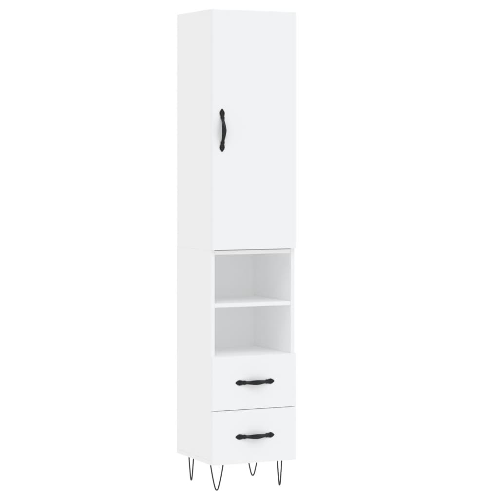 Highboard hvit 34,5x34x180 cm konstruert tre vidaXL
