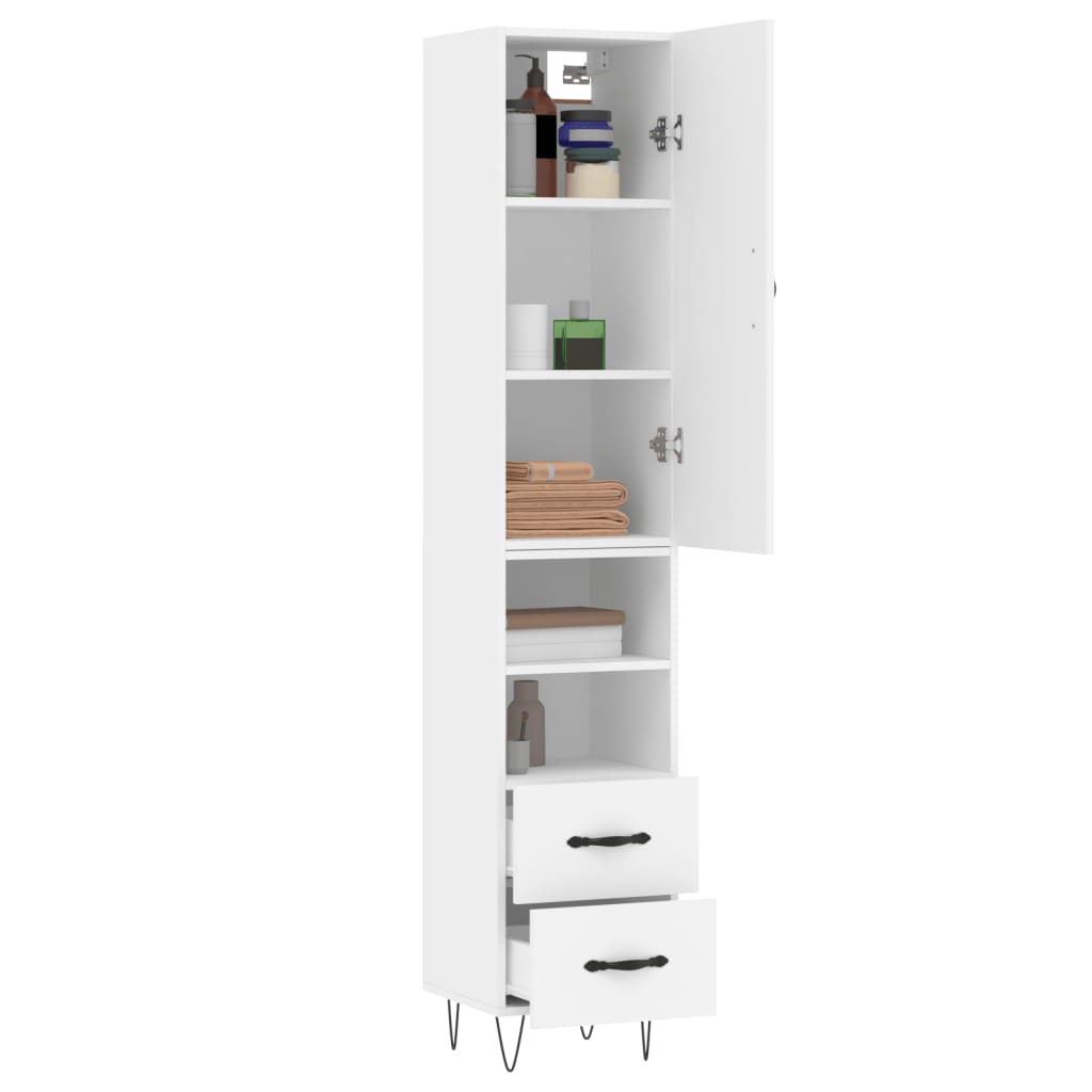 Highboard hvit 34,5x34x180 cm konstruert tre vidaXL