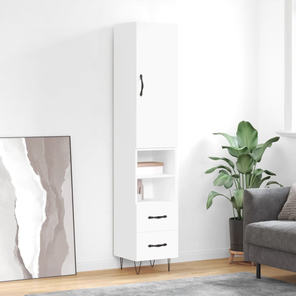 Highboard hvit 34,5x34x180 cm konstruert tre vidaXL