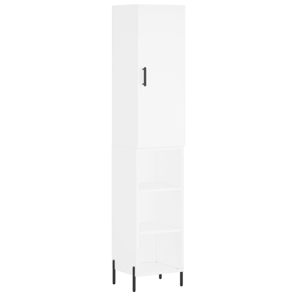 Highboard hvit 34,5x34x180 cm konstruert tre