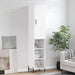 Highboard hvit 34,5x34x180 cm konstruert tre