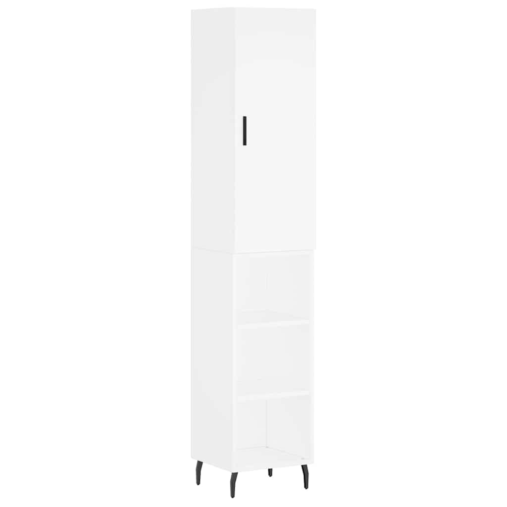 Highboard hvit 34,5x34x180 cm konstruert tre