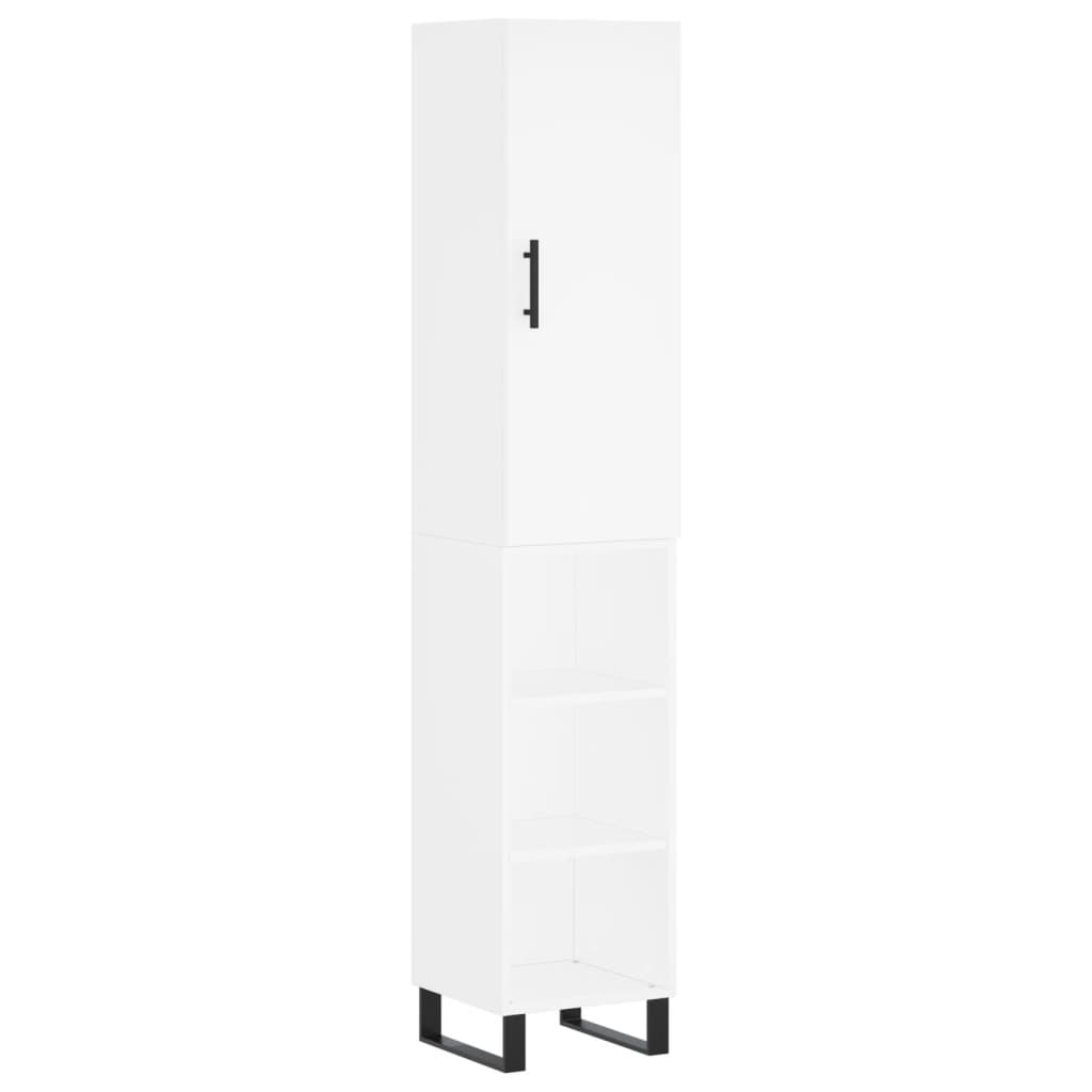 Highboard hvit 34,5x34x180 cm konstruert tre
