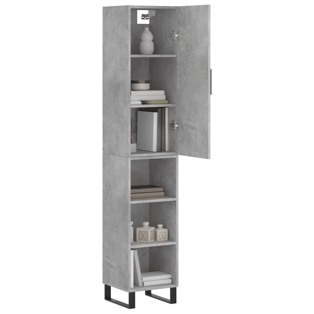 Highboard betonggrå 34,5x34x180 cm konstruert tre vidaXL