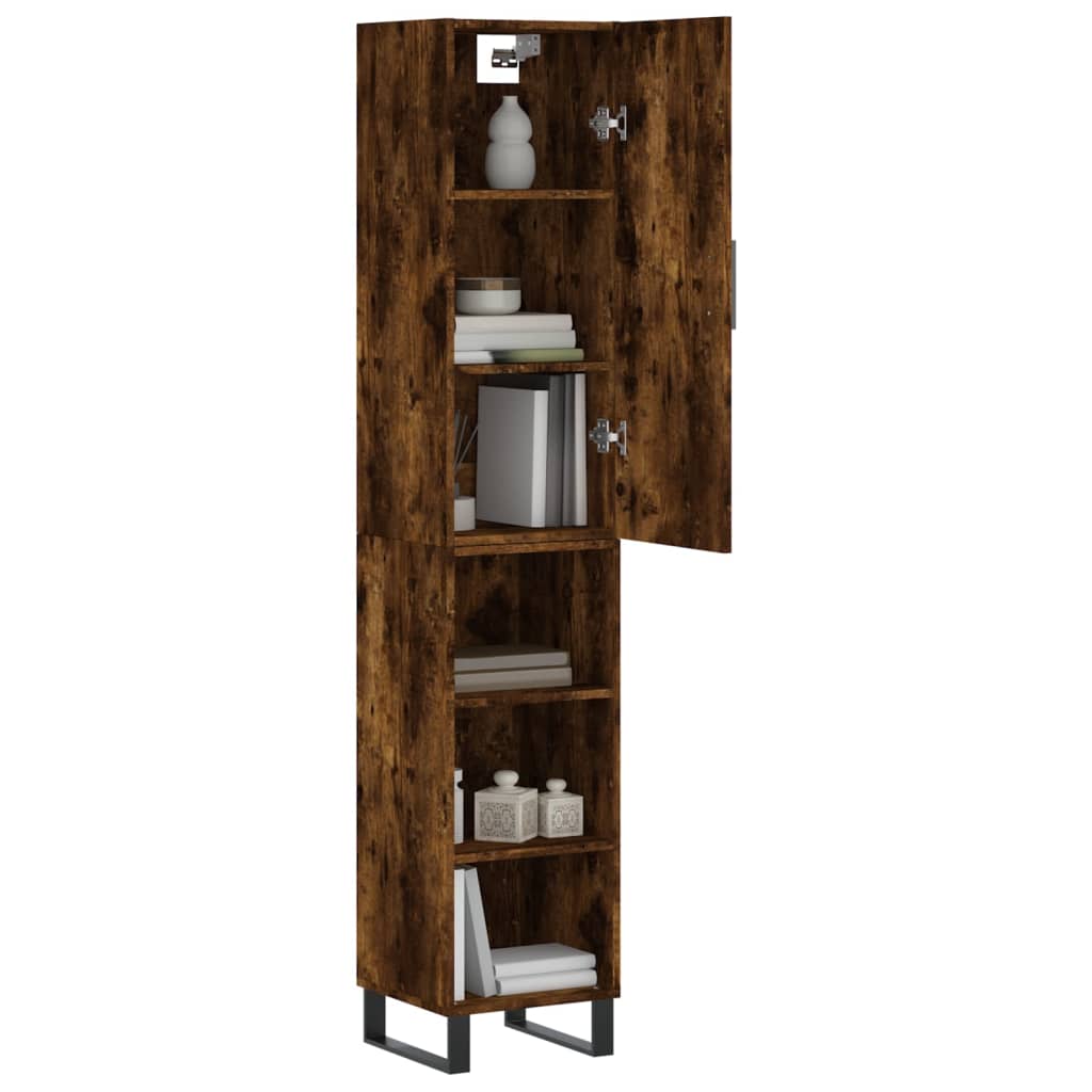 Highboard røkt eik 34,5x34x180 cm konstruert tre