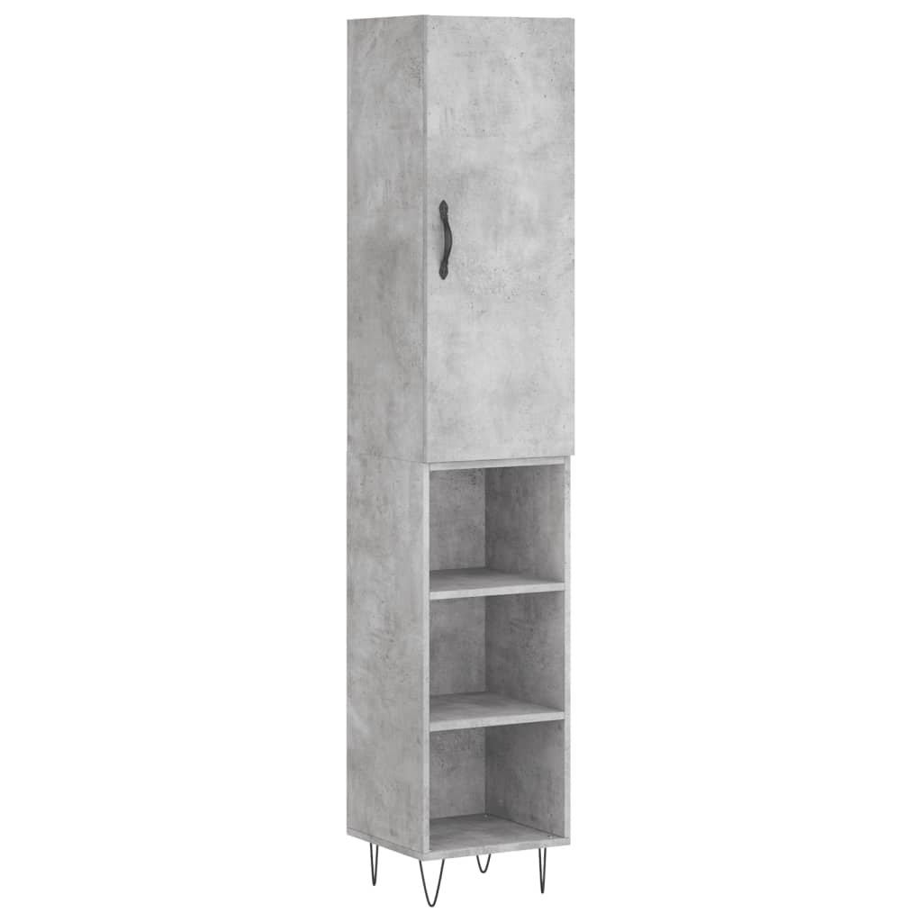 Highboard betonggrå 34,5x34x180 cm konstruert tre