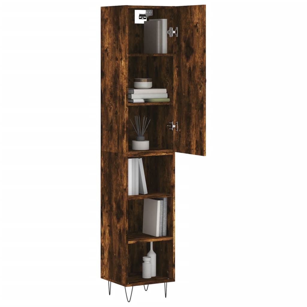 Highboard røkt eik 34,5x34x180 cm konstruert tre