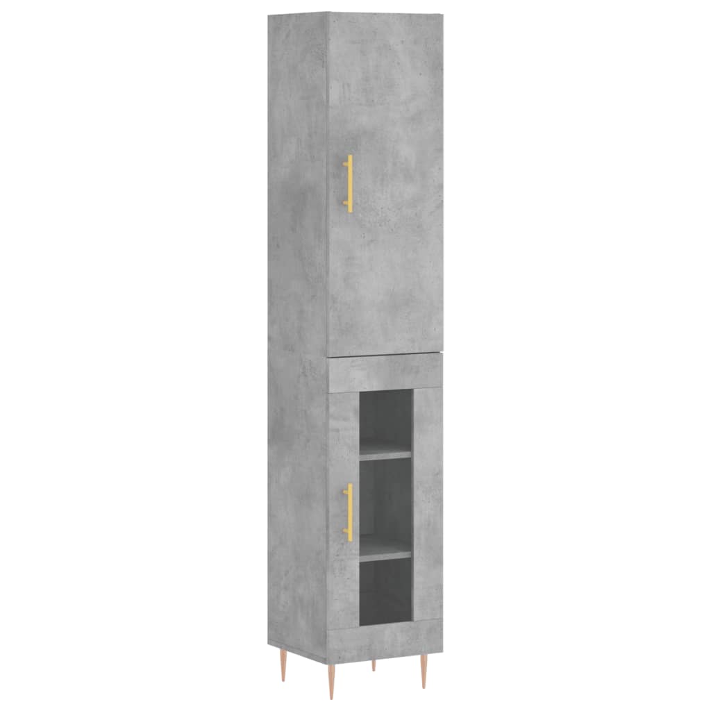 Highboard betonggrå 34,5x34x180 cm konstruert tre