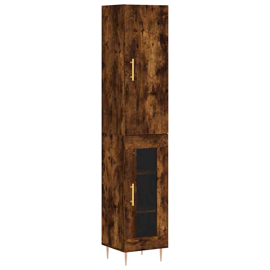 Highboard røkt eik 34,5x34x180 cm konstruert tre vidaXL