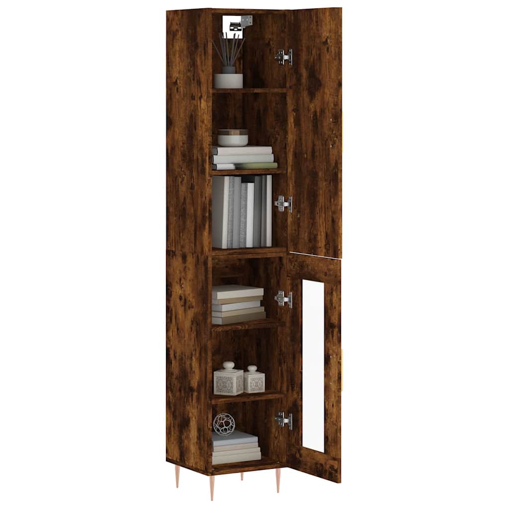 Highboard røkt eik 34,5x34x180 cm konstruert tre vidaXL