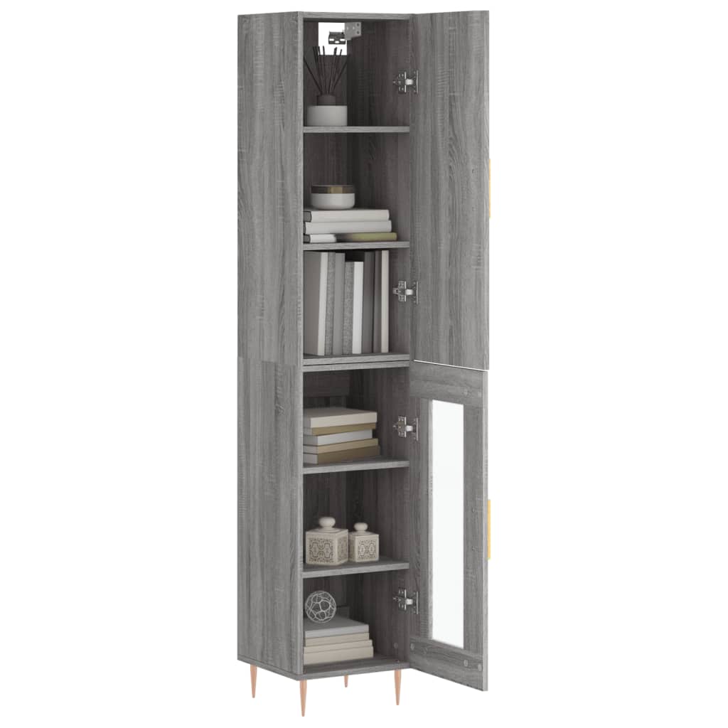 Highboard grå sonoma 34,5x34x180 cm konstruert tre