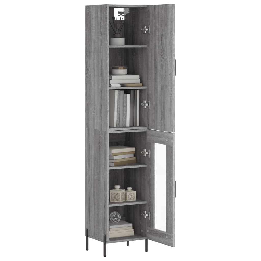 Highboard grå sonoma 34,5x34x180 cm konstruert tre