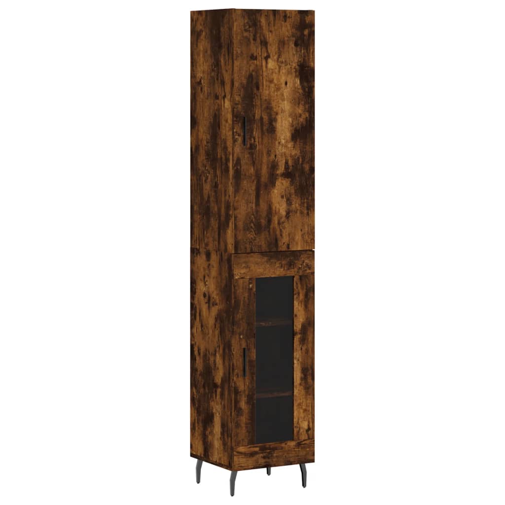 Highboard røkt eik 34,5x34x180 cm konstruert tre vidaXL