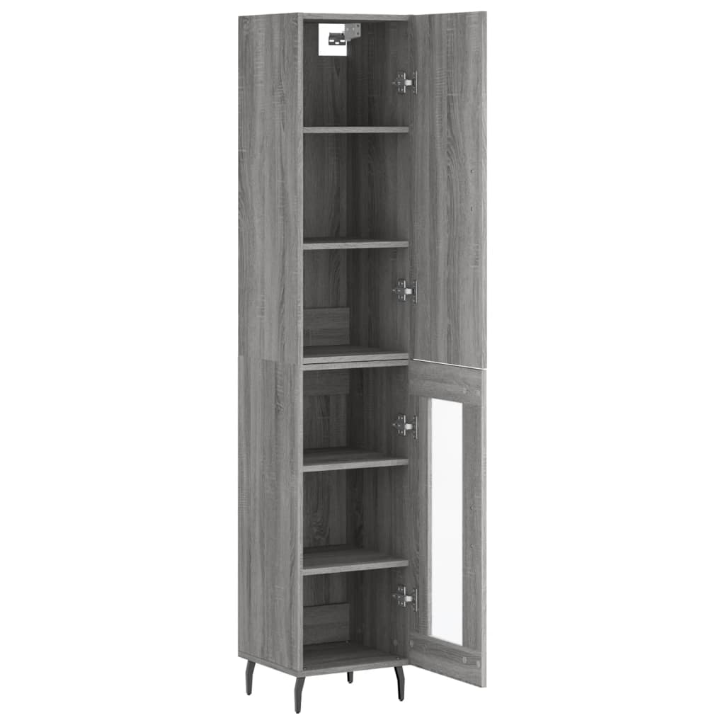 Highboard grå sonoma 34,5x34x180 cm konstruert tre