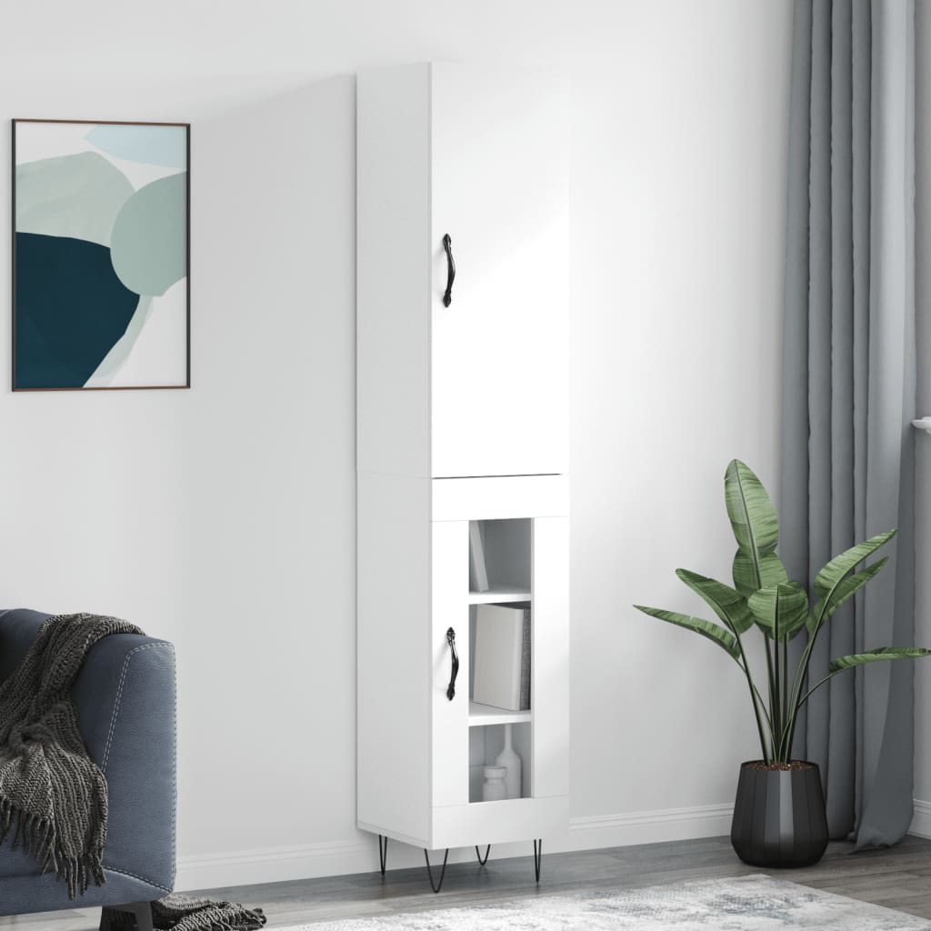 Highboard hvit 34,5x34x180 cm konstruert tre vidaXL