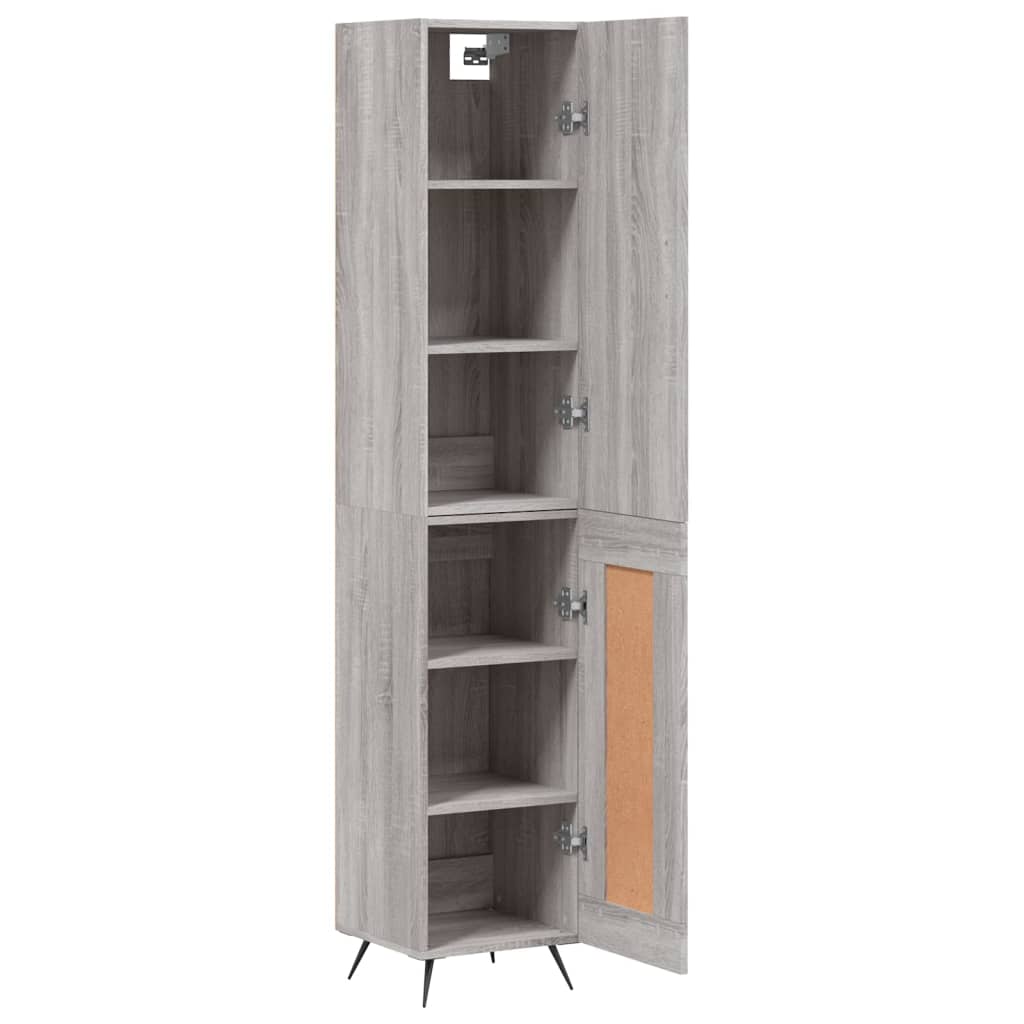 Highboard grå sonoma 34,5x34x180 cm konstruert tre