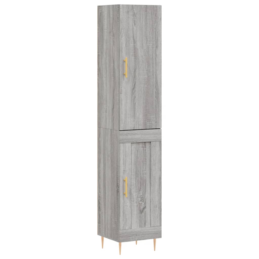 Highboard grå sonoma 34,5x34x180 cm konstruert tre