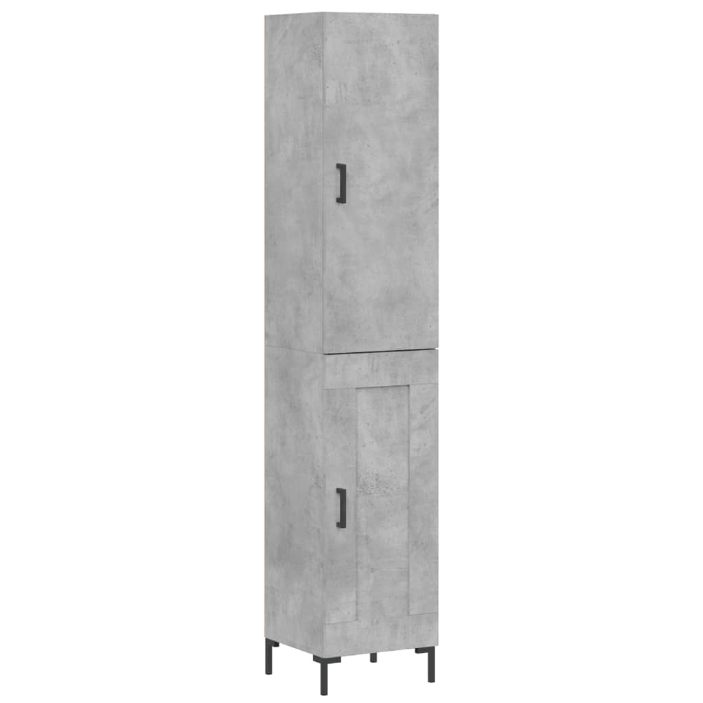 Highboard betonggrå 34,5x34x180 cm konstruert tre