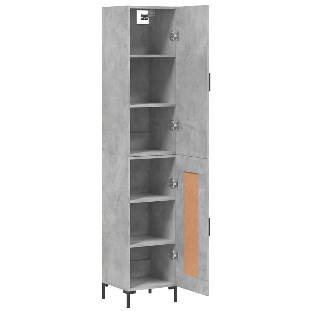 Highboard betonggrå 34,5x34x180 cm konstruert tre