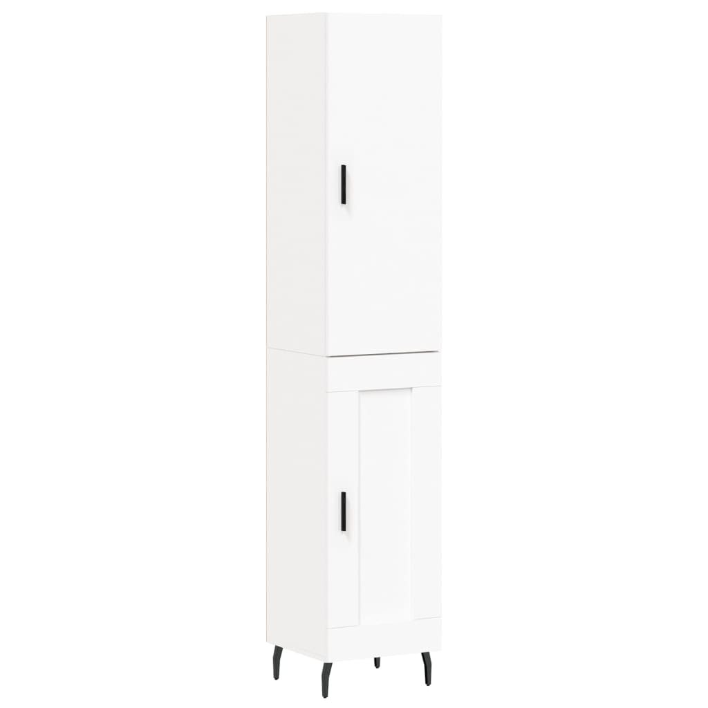 Highboard hvit 34,5x34x180 cm konstruert tre