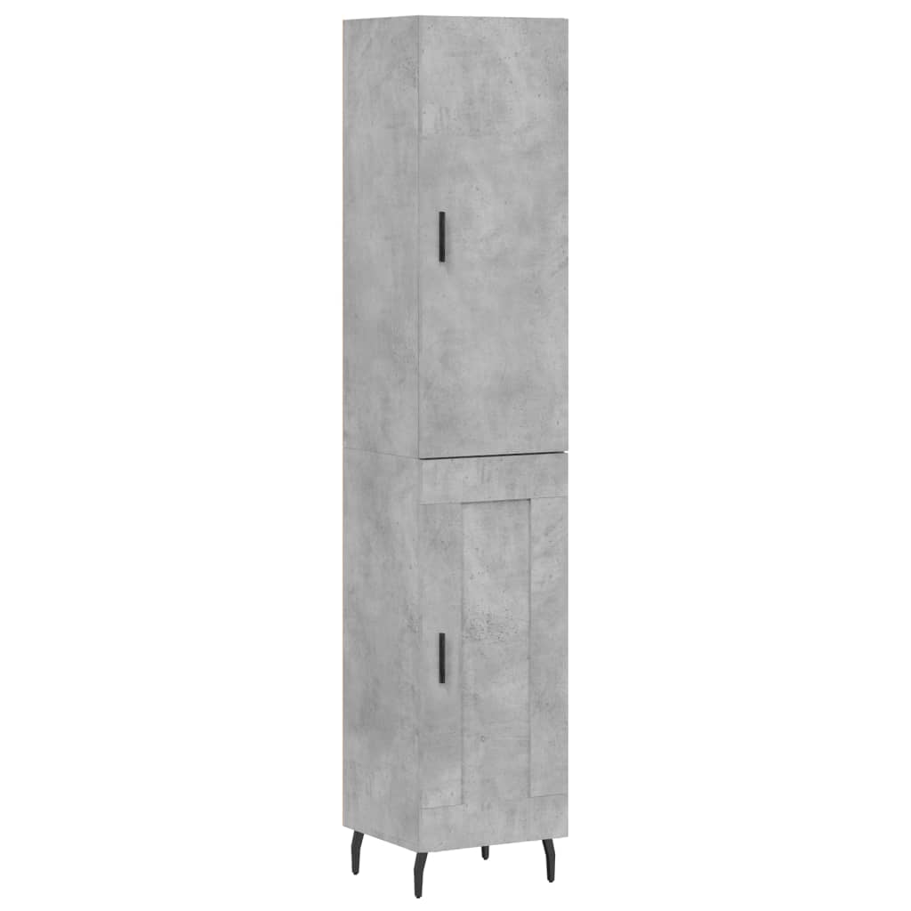 Highboard betonggrå 34,5x34x180 cm konstruert tre