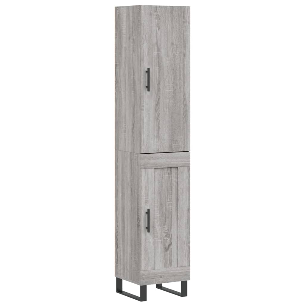 Highboard grå sonoma 34,5x34x180 cm konstruert tre