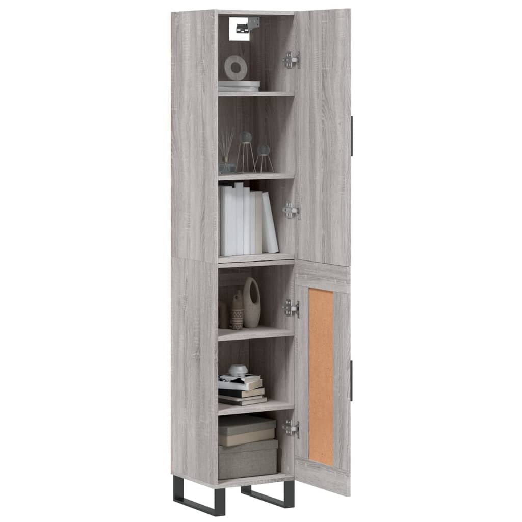 Highboard grå sonoma 34,5x34x180 cm konstruert tre