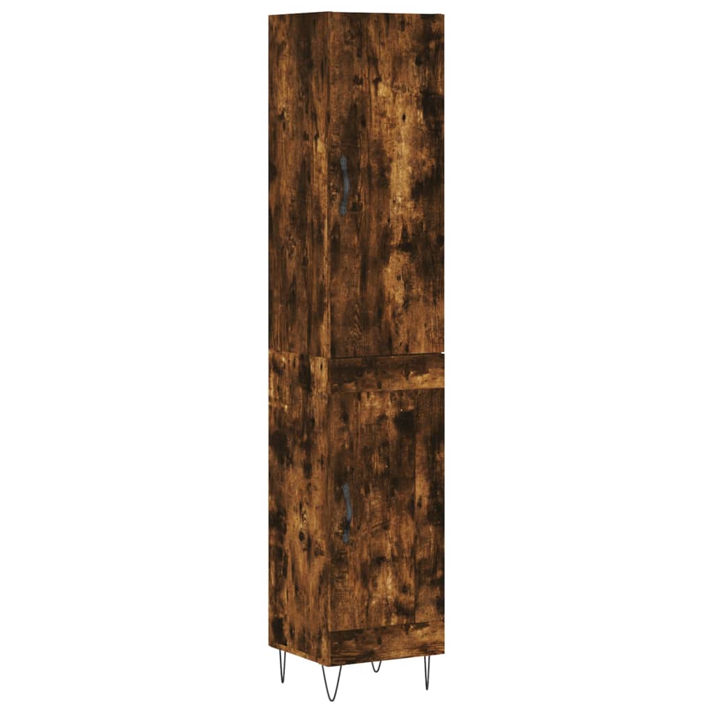 Highboard røkt eik 34,5x34x180 cm konstruert tre