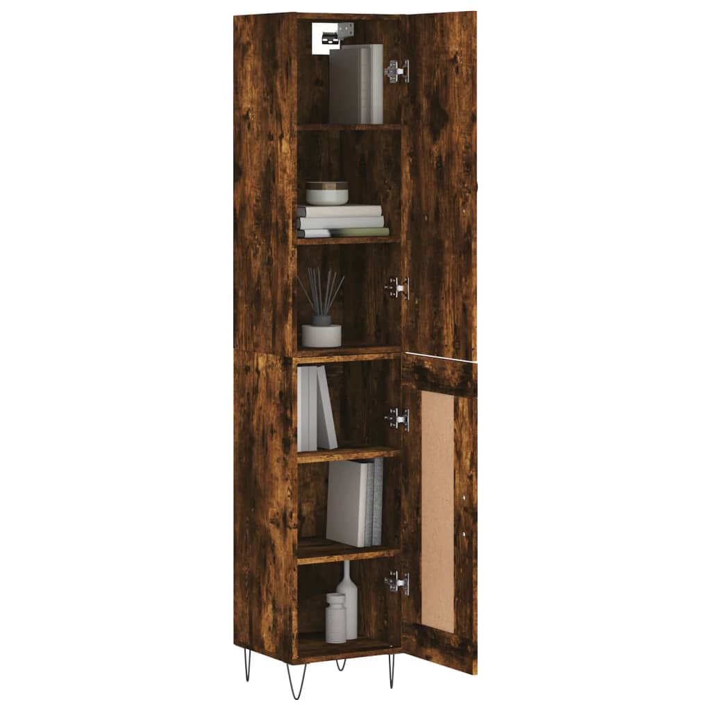 Highboard røkt eik 34,5x34x180 cm konstruert tre