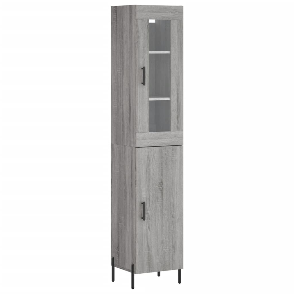 Highboard grå sonoma 34,5x34x180 cm konstruert tre