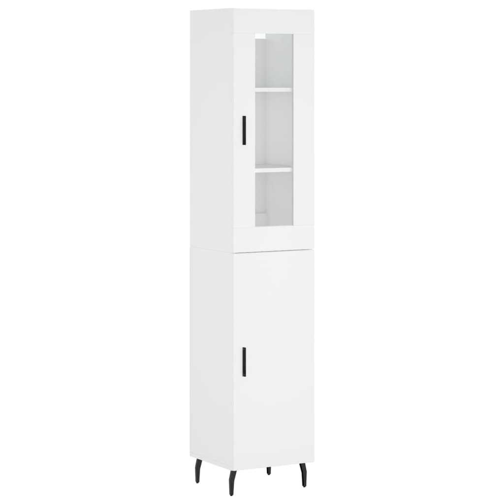 Highboard hvit 34,5x34x180 cm konstruert tre