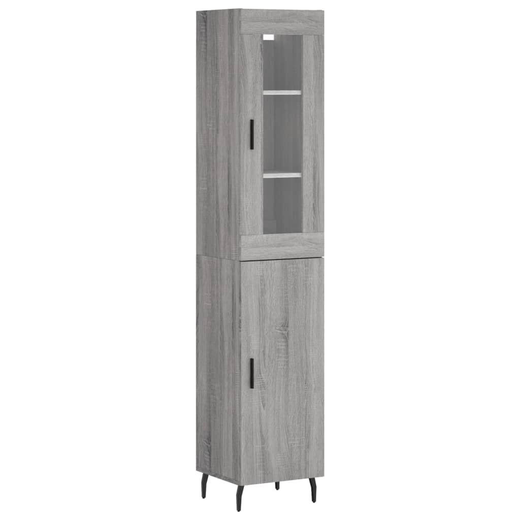 Highboard grå sonoma 34,5x34x180 cm konstruert tre