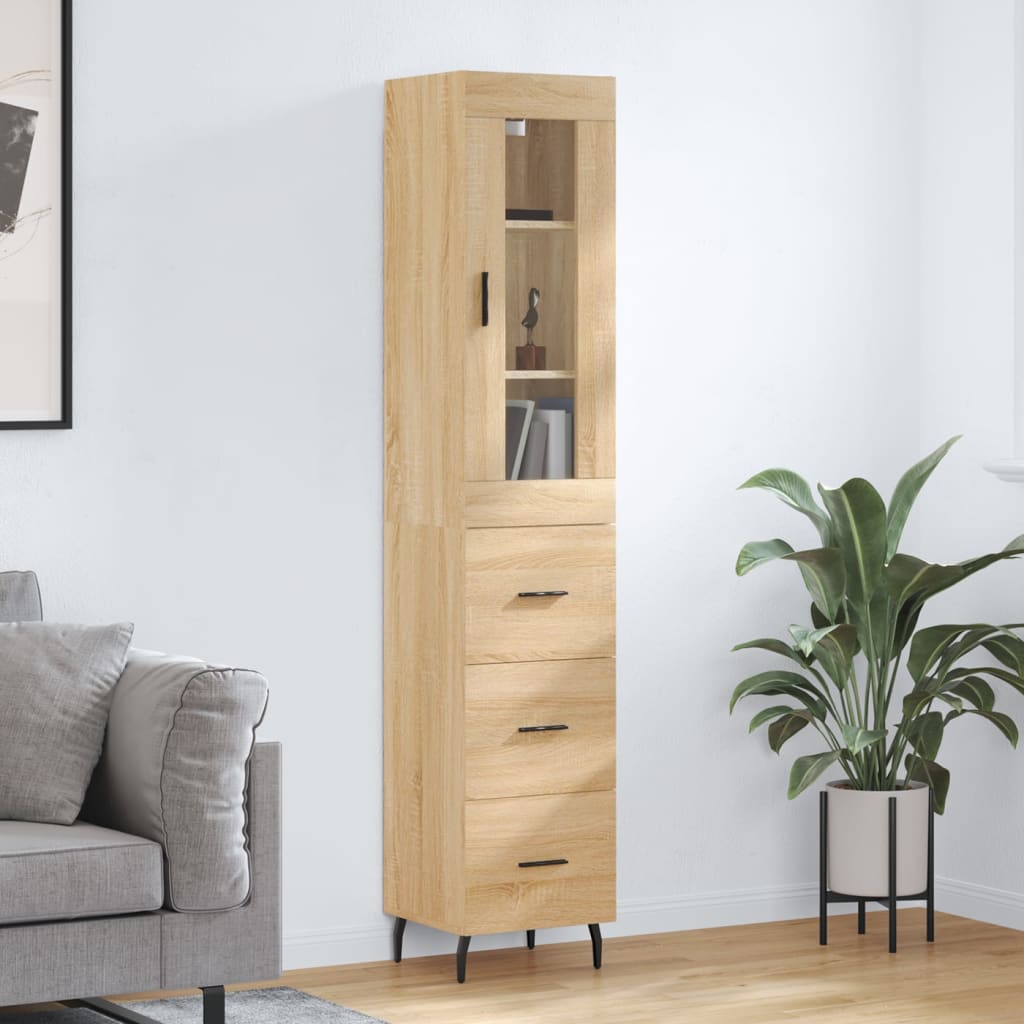 Highboard sonoma eik 34,5x34x180 cm konstruert tre