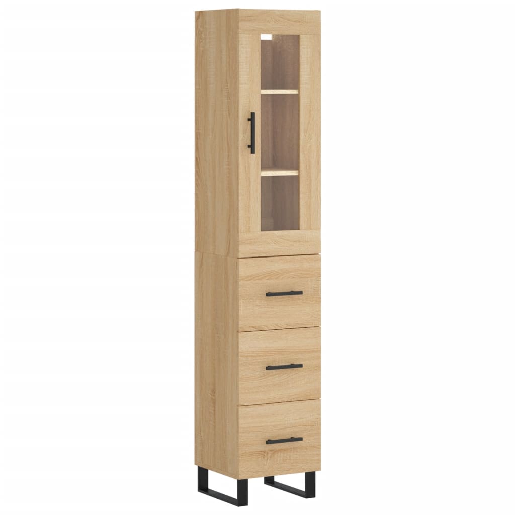 Highboard sonoma eik 34,5x34x180 cm konstruert tre