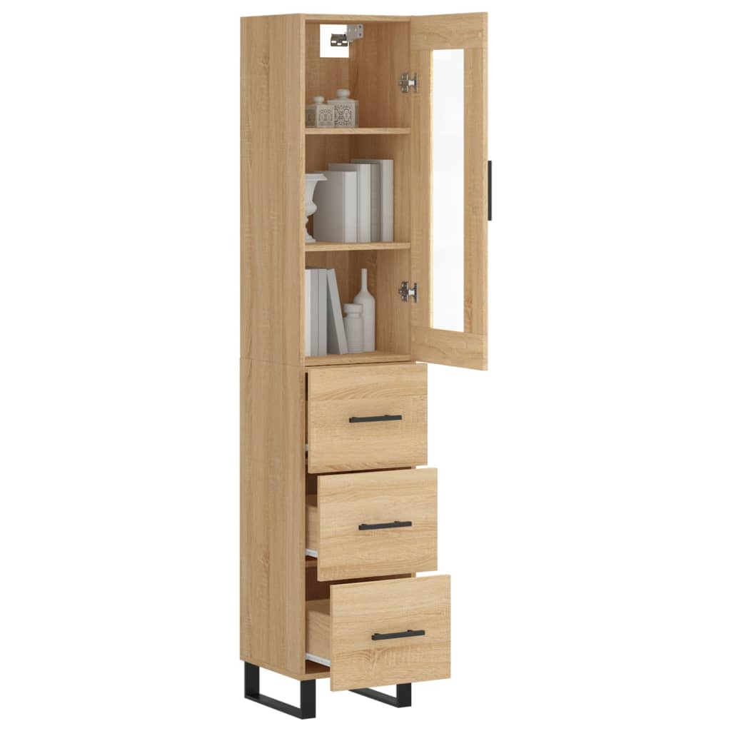Highboard sonoma eik 34,5x34x180 cm konstruert tre