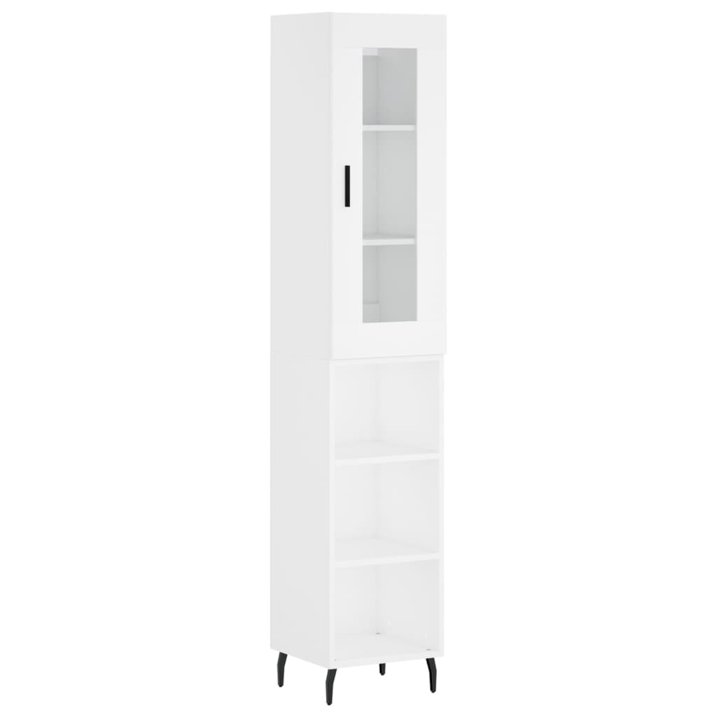 Highboard hvit 34,5x34x180 cm konstruert tre