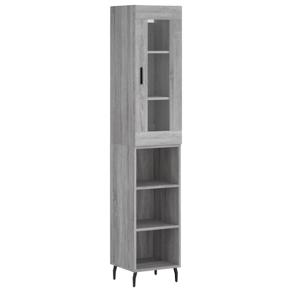 Highboard grå sonoma 34,5x34x180 cm konstruert tre